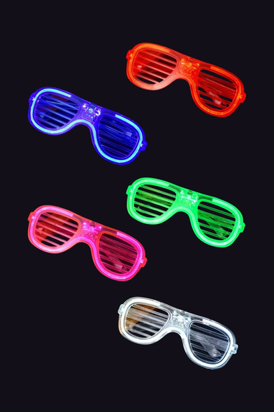 ReilaParty Neon LED Işıklı Gözlük 5'li Set - Panjur Şerit 3 Modlu Glow Shutte...