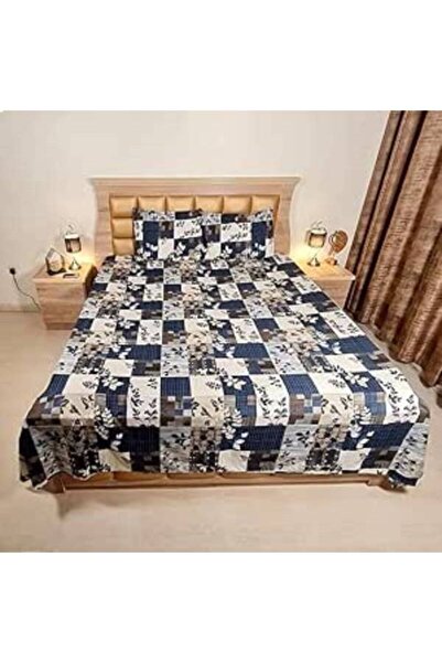 Yellow Drapes King Size Bedsheet 108x108 Inches with Pillow Covers - 100% Cot...