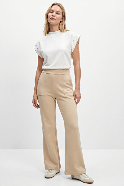 Allyco High Waist Wide Leg Regular Knitted Trousers