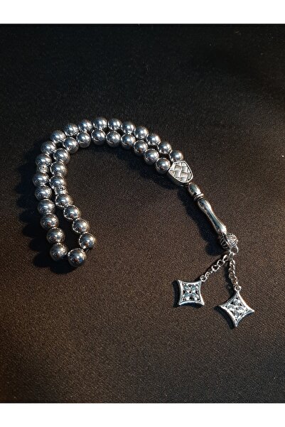 MRYart Silver Color Hematite Natural Stone High Quality and Stylish 33-Piece Prayer Beads