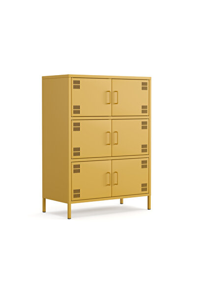 Furni24 Pera Metal Çok Gözlü Dolap, 6 Kapaklı 80,50 x 40 x 109,50 cm