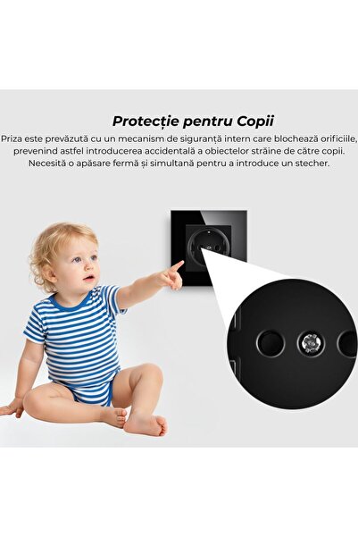 USSPY Priză cu capac, cadru din sticlă securizată, USSPY ® protecție copii, schuko 16A, alb