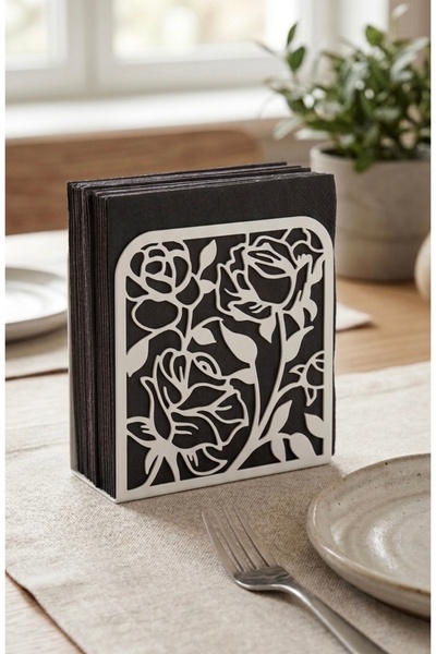 UNALTA Rose Patterned Metal Napkin Holder