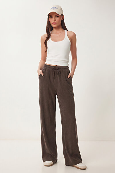 Lovelyİstanbul Pocketsed Ribbed Modal Sweatpants Lub0331 Brown