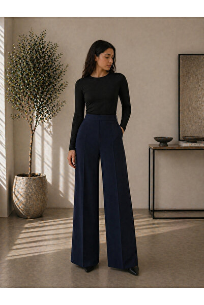 Becha Butik Çimalı Wide Leg Buttonless Fabric Trousers