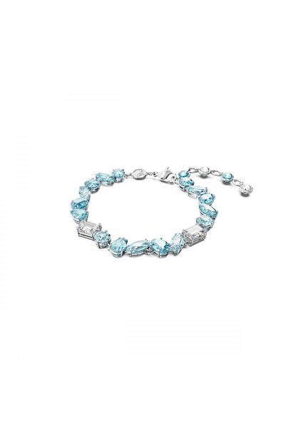 Swarovski Gema Bileklik Mixed Cut Mavi Rodyum Kaplama