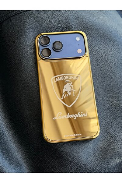 MHIRAJE Altın Kaplama Lamborghini Logolu iPhone 17 Pro Kılıf