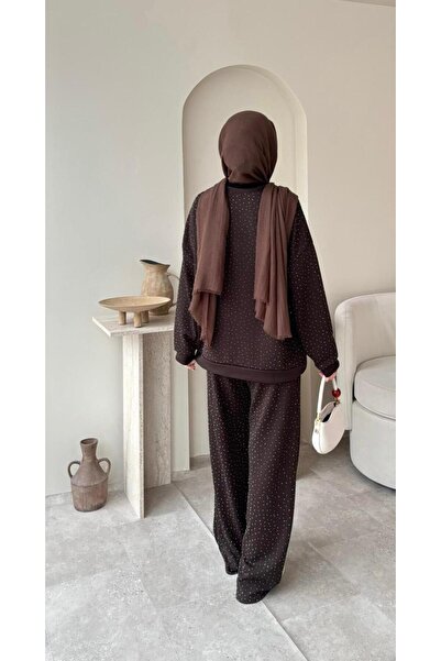 RMG BUTİK DOUBLE KNIT STONE-EMBELLISHED MODAL SET