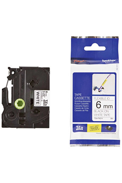 Brother Bandă adezivă negru pe alb 6mm, bandă laminată, negru pe alb, TZe, Ne...