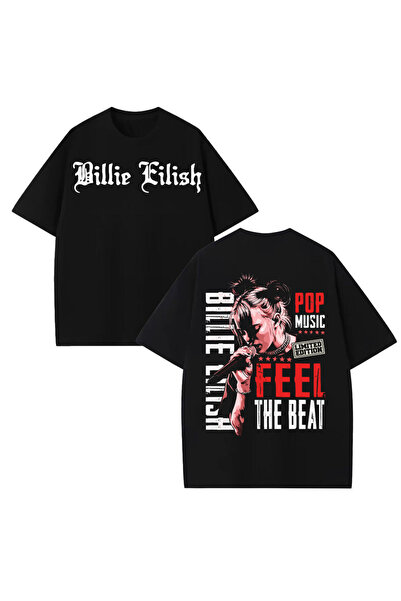 STİL-X Tricou oversize unisex cu imprimeu Billie Eilish, 100% bumbac
