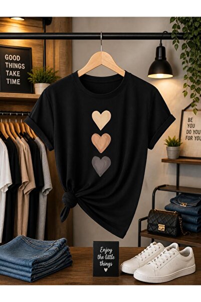 playwear Μπλουζάκι με σχέδιο καρδιάς και στάμπα στο στήθος, 100% βαμβάκι, ove...