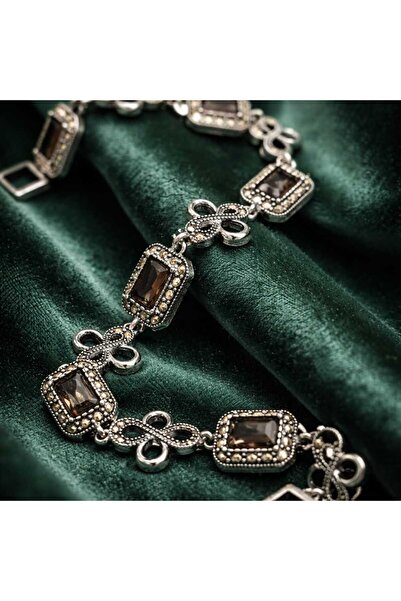 Jane Silver 925 Ayar Gümüş Zultanit ve Markazit Taşlı Baget Bileklik