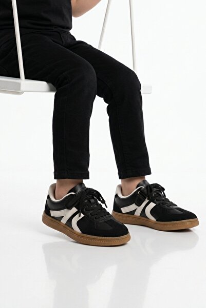 Cool Black Velcro Lace-Up Unisex Children's Sports Shoes