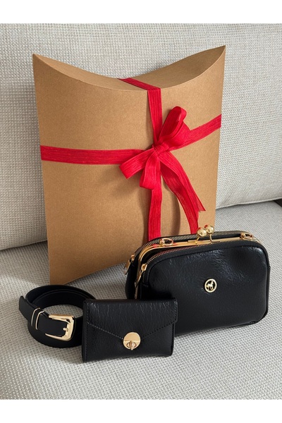 BAGLOVİS Ready-Made Gift for Special Occasions: Bag, Belt, and Wallet Set (Gi...