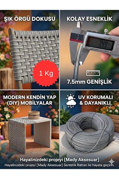 Mady Aksesuar Premium Συνθετική Λωρίδα Ρατάν - Νήμα για Πλέξιμο και Επισκευή ...