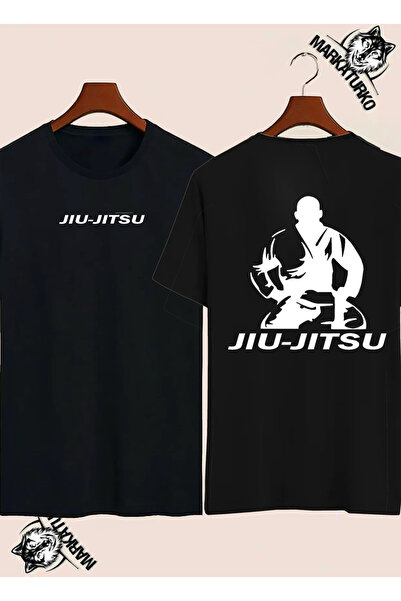 MarkaTurko تي شيرت أسود مطبوع على الوجهين بتصميم خاص من JIU-JITSU