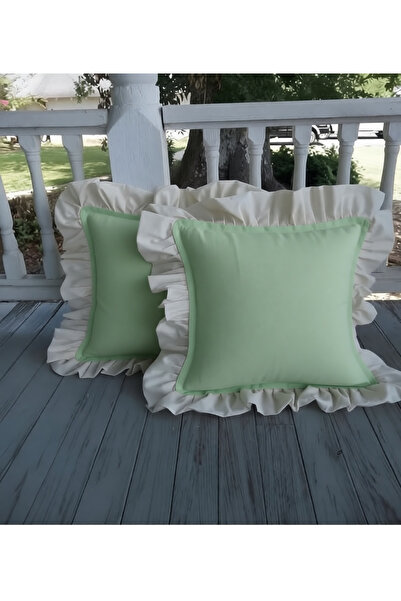 METİNEV Linen and Cotton Satin White Ruffled Throw Pillow Cover Models