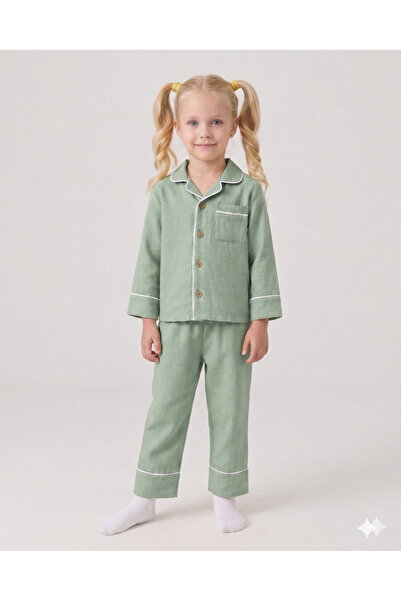 Ruki Çocuk Müslin Kumaş Çocuk Pijama Takımı