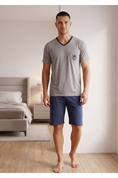 embody Men's Cotton Shor Shorts, Summer Set, grey 1062 sleeves and shorts