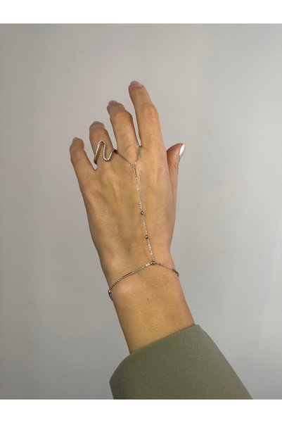 Vivante Minimalist Thin Chain and Stone Detailed Silver Color Tarnish Resistant Steel Premium Şahmeran