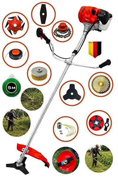 Lieber German 10 Parça Setli Yan Tipi Benzinli Ot Çalı Çim Biçme Tırpanı Tırp...
