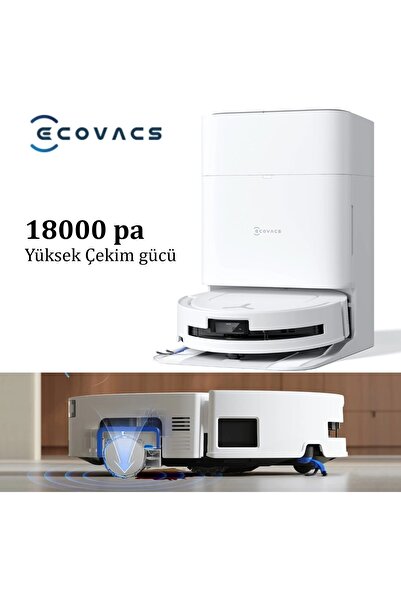 Ecovacs 18000Pa ZeroTangle 3.0 OZMO Roller Gerçek Zamanlı Mop Yıkama 75°C Sıc...