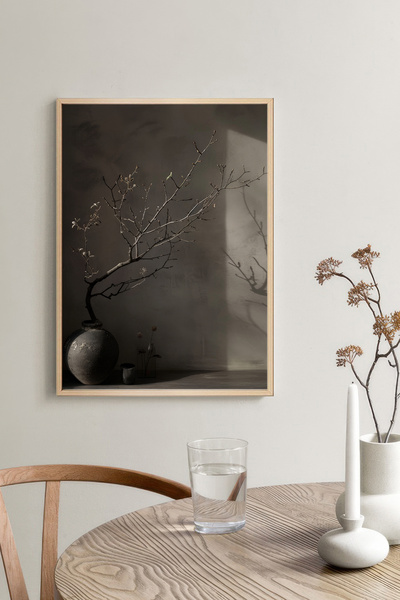 Muyika Design Duvar Tablosu Dekoratif Ahşap Çerçeveli Wabi-Sabi Stil Natürmor...