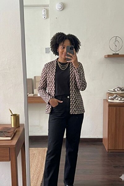 MODA GLORY Geometrik Desenli Modern Ceket