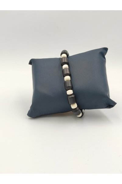 ALTUNTAŞ Adjustable Bracelet with Ebole Tree and Camel Bone Stones Combined with Rope Braiding