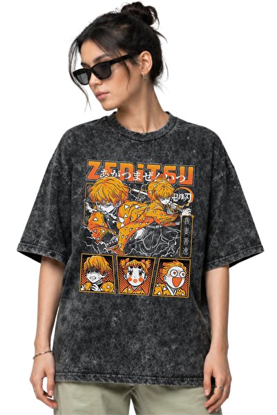 SEVBANO Tricou Zenitsu Agatsuma Kimetsu No Yaiba Anime, imprimat pe față, uni...