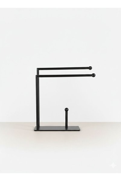 DERSEL Modern Matte Gold Metal Paper Towel Holder and Towel Rack – Countertop Standing Organizer