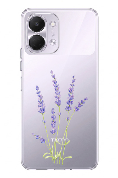 TechTree Tecno Spark GO 3 Uyumlu Lavanta Çiçek Tasarımlı Baskılı Silikon Kılıf