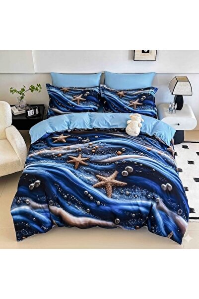 MHR Lenjerie de Pat 5D Finet, 6 Piese, Pat Dublu, Cearceaf cu Elastic 180x200 cm