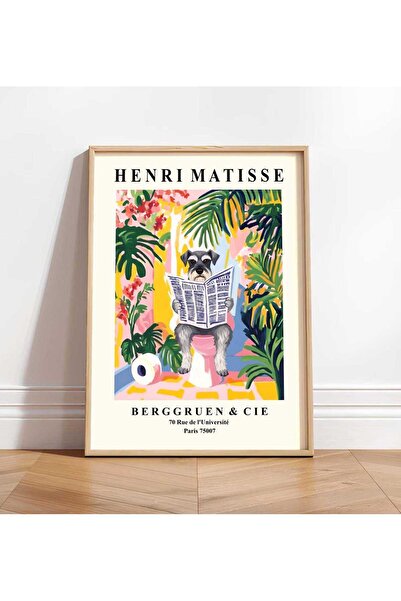 NinaStore Tuvaletteki Schnauzer Baskısı - Henri Matisse Banyo Dekorasyonu