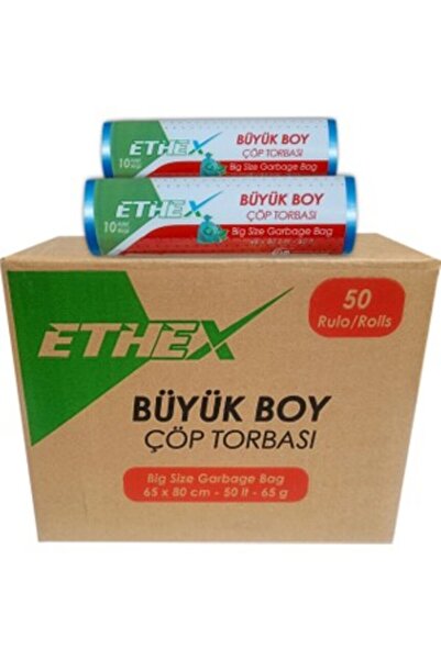 Ethex Large Size Blue Color Garbage Bags 50 Pack - 65X80 cm