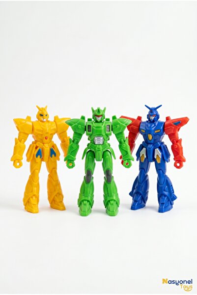 NASYONEL TOYS Çocuklar İçin 3'lü Renkli Eklemli Robot Figür Oyuncak Seti - Ha...
