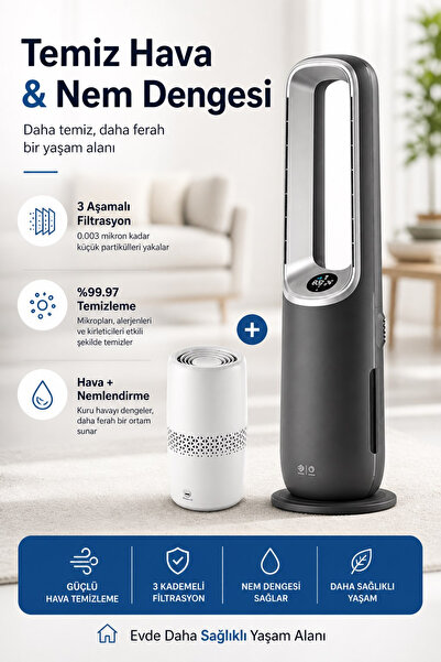 Philips 70 m² Yapay Zekalı Isıtma Soğutma HEPA Filtreli Nemlendiricili Hava T...