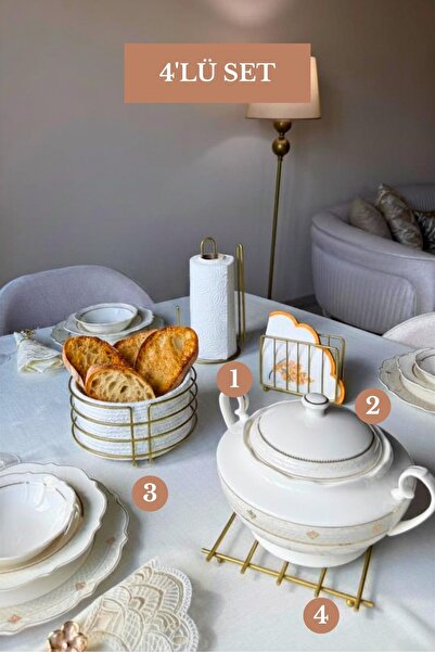 Edora Home Set od 4 mat zlatne rešetkaste držača za salvete, vertikalni držač...