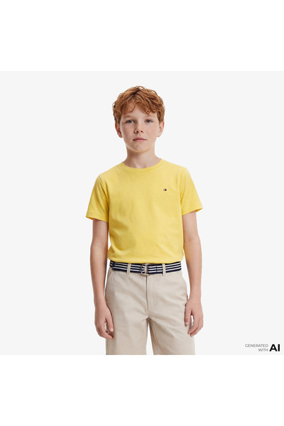 Tommy Hilfiger Essentials Çocuk Sarı Crop T-Shirt