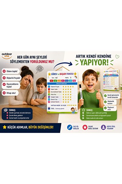 Outdoor One Kişiye Özel Montessori Çocuk Görev Panosu – Sorumluluk Kazandıran...