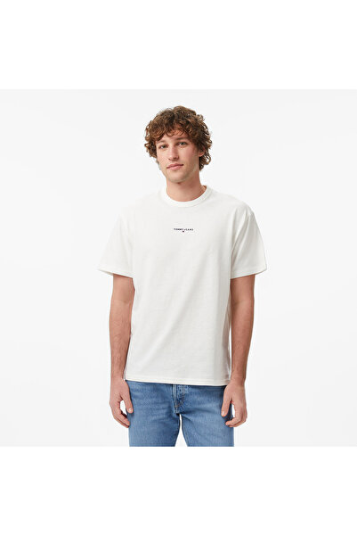 Tommy Hilfiger Linear Erkek Beyaz T-Shirt