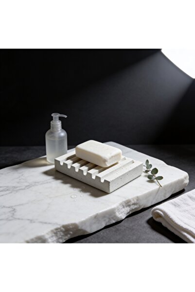 onestudio Concrete Soap Dish with Drainage Groove Bathroom Accessory Minimal ...