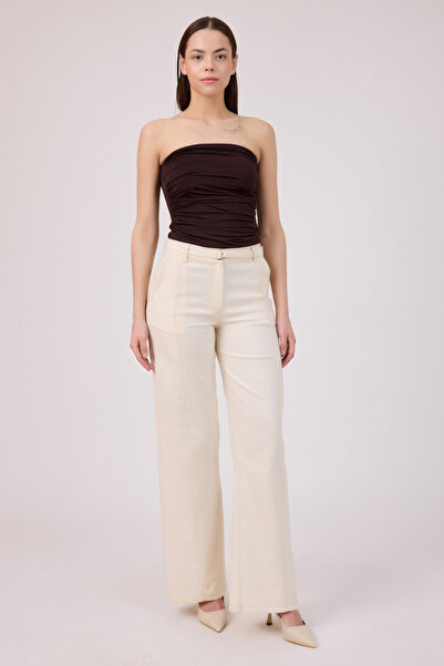 FEVER Contrast-Stitched Natural Gabardine Trousers