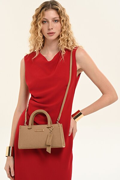 Pierre Cardin Women's Camel Logo Adjustable Strap Faux Leather Shoulder Bag