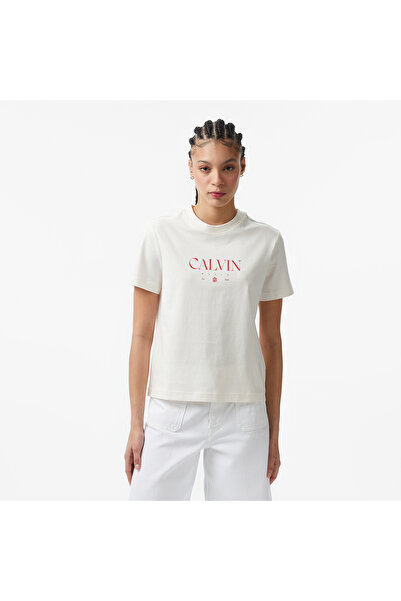 Calvin Klein Kadın Marka Logolu Günlük Kullanıma Uygun Bbeyazz T-Shirt LV047E...