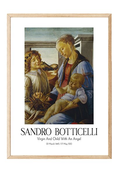 Postifull Sandro Botičeli - Bogorodica i dete sa anđelom, slika u drvenom okv...