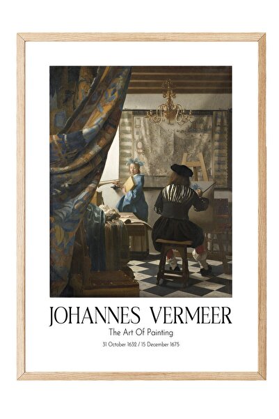 Postifull Johannes Vermeer - Umetnost slikarstva, slika u drvenom okviru, ser...