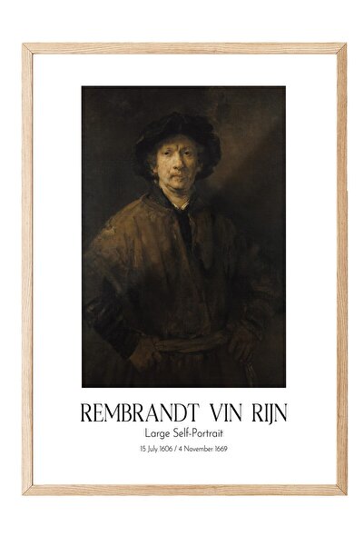 Postifull Rembrandt Vin Rijn - Veliki autoportret, slika u drvenom okviru, um...