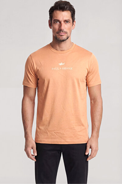 PAUL&SHARK Men's Short Sleeve Crew Neck Relaxed Fit Orange T-Shirt