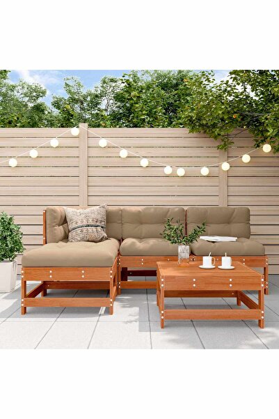 vidaxl Set de lounge pentru gradina 5 pcs Maro ceruit